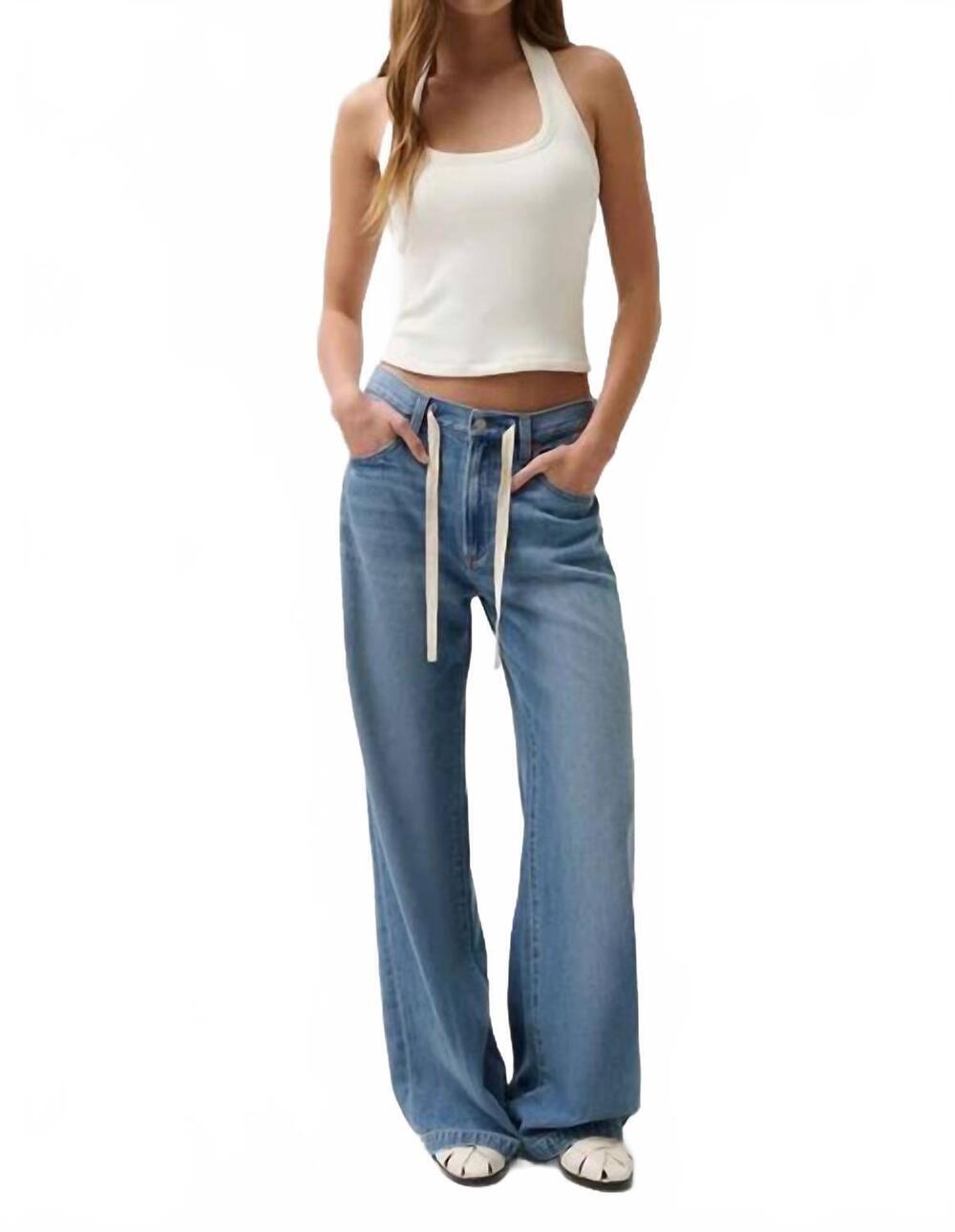 NEW PISTOLA jadyn mid rise drawstring palazzo jeans in expanse